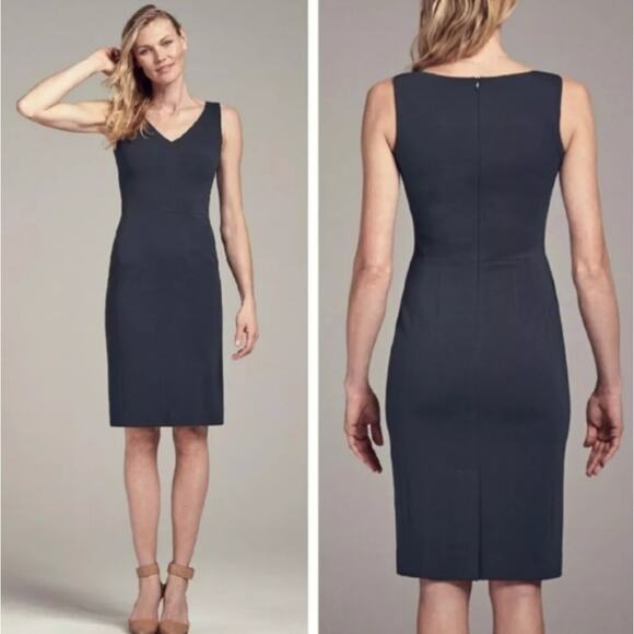 MM LAFLEUR Rachel Dress V-Neck Ponte Navy Blue {TT37} - Picture 1 of 5
